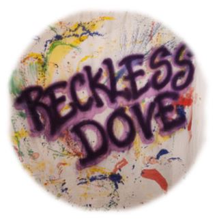 Circular logo with paint splatters for the band Reckless Dove